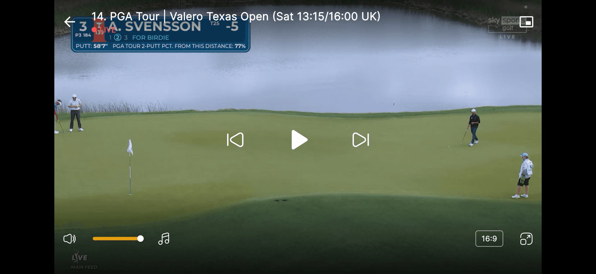 Live TV streaming with player controls