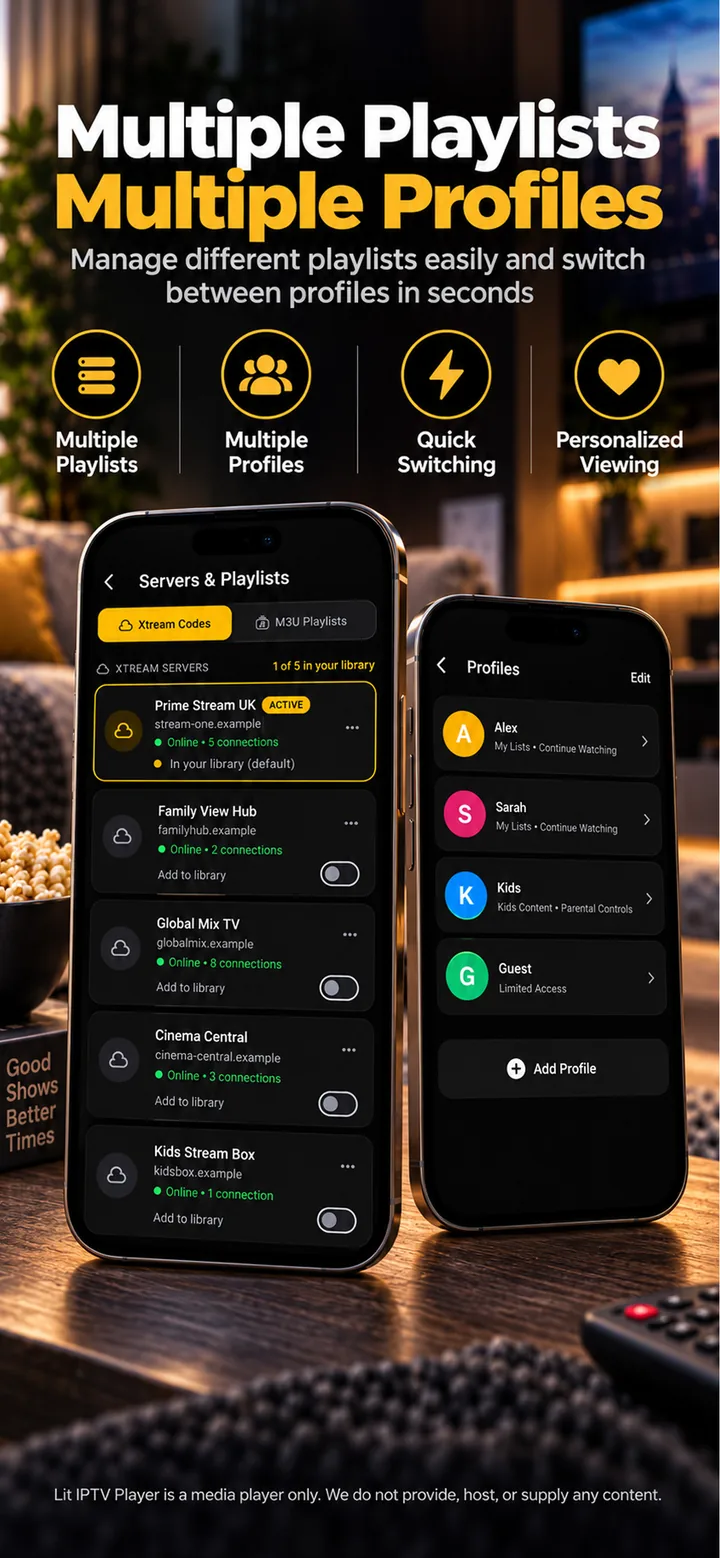 Create profiles, favourites and custom lists