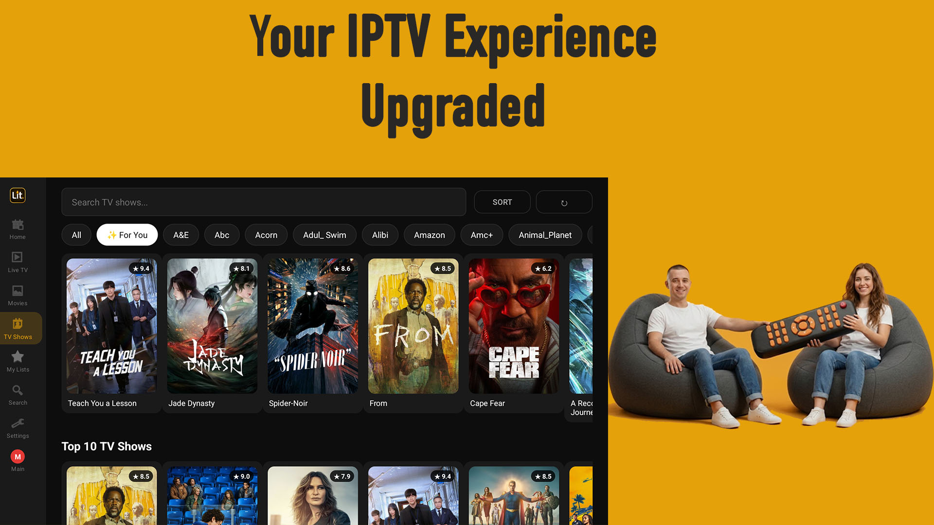 Lit IPTV running on Android TV and Firestick